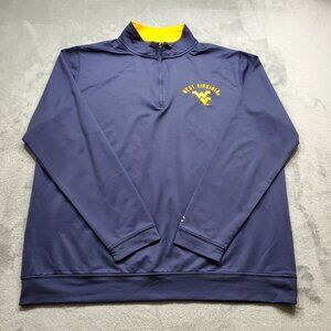 Champion 1/4 Zip Pullover West Virginia Embroidered Logo Navy Yellow Men Sz L